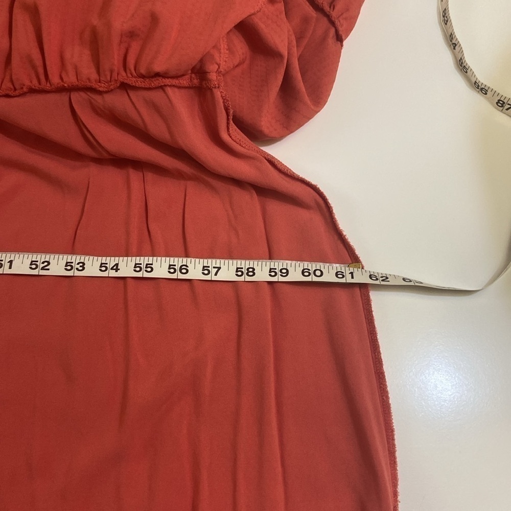 MAEVE BY ANTHROPOLOGIE, ORANGE LONG SLEEVE,TIRED,MINI DRESS. SIZE-X1 . - Picture 7 of 12